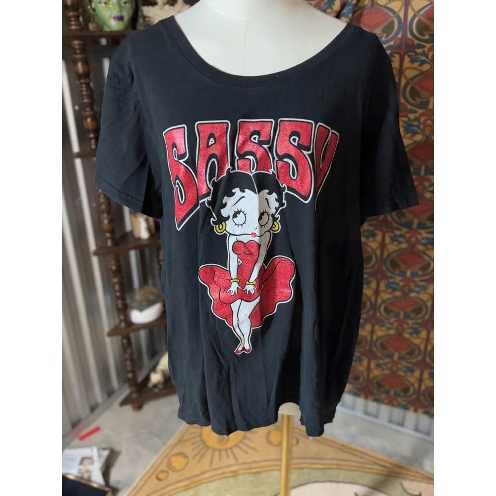 Betty Boop Sassy Graphic T-Shirt Womens Black Cartoon Character Tee